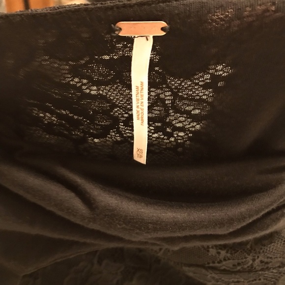 NEW Free People Black Lace Dress with Flocked Navy Blue Velvet Size XS - Picture 13 of 15